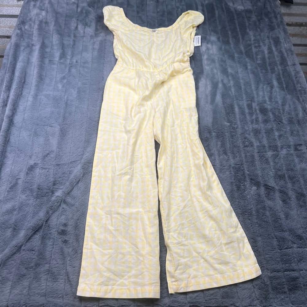 Old Navy Girls Yellow Gingham Wide Leg Jumpsuit XL 14-16 NWT 886071-00-1